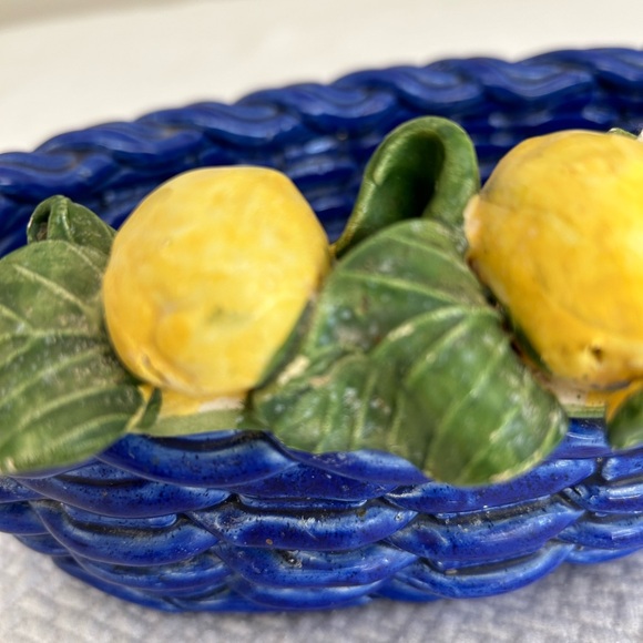 Italian Ceramic Basket Weave Lemon Basket - Picture 4 of 12